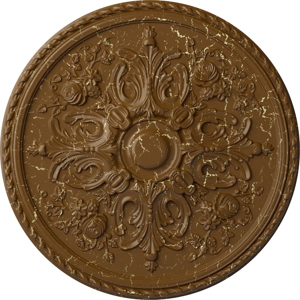 Ekena Millwork Bradford Ceiling Medallion (Fits Canopies up to 6 5/8"), 32 5/8"OD x 2"P, Smokey Topaz Crackle CM32BRSTC - main